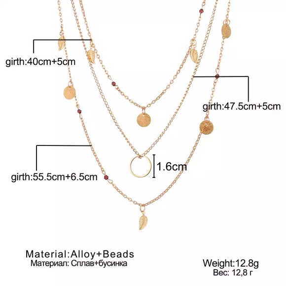 ‼️3/$30 Boho Leaf Coin Multilayer Gold Necklace - Picture 3 of 4
